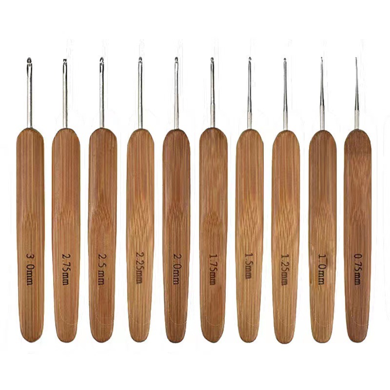 DIY sweater needles, hand knitting tools, bamboo handle crochet hook wholesale, carbonized bamboo handle crochet hook