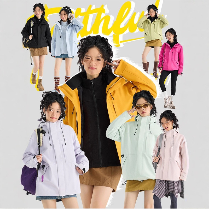 Jacket Women's Jacket New Three-In-One Outdoor Small Windproof and Waterproof Mountaineering Hiking Hard Shell Jacket for Men