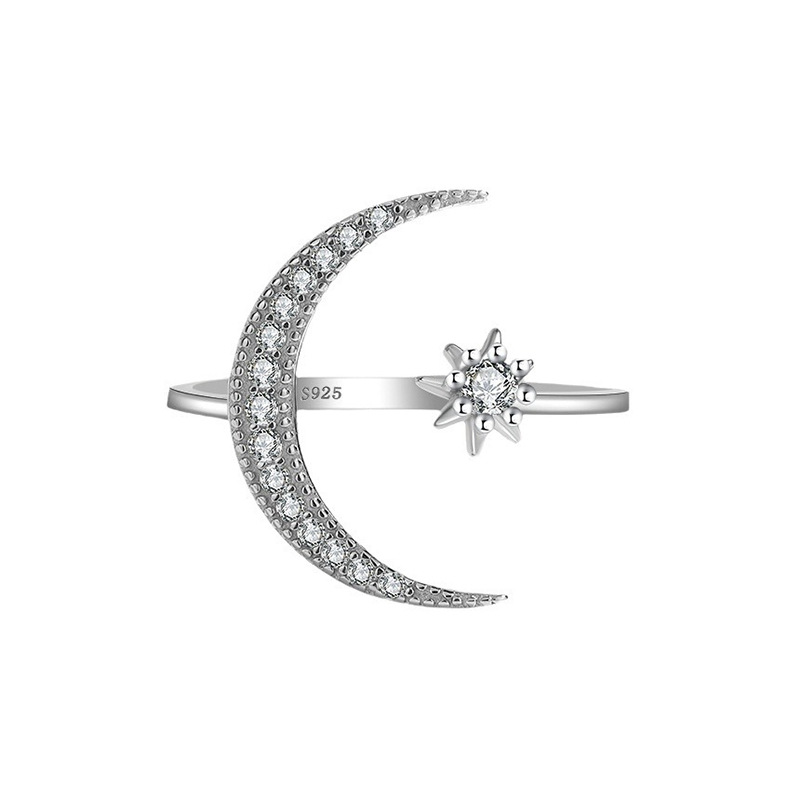 국경 간 핫 모델 S  스타 포옹 달 반지 여성의 조정 가능한 틈새 하이 엔드 기능 스타일 반지