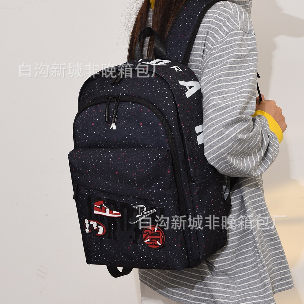 Trendy Medium-Sized School Bag for Male and Female Students, Large Capacity Outdoor Sports Backpack, Starry Pattern Backpack, Computer Bag, Versatile Backpack