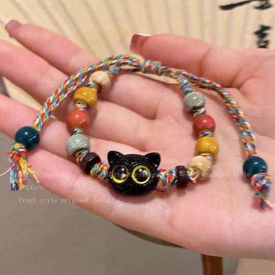 Wood Beaded Lotus Bracelet 2024 Girl's New Chinese Bracelet Zen Niche Vintage Bracelet Girlfriend