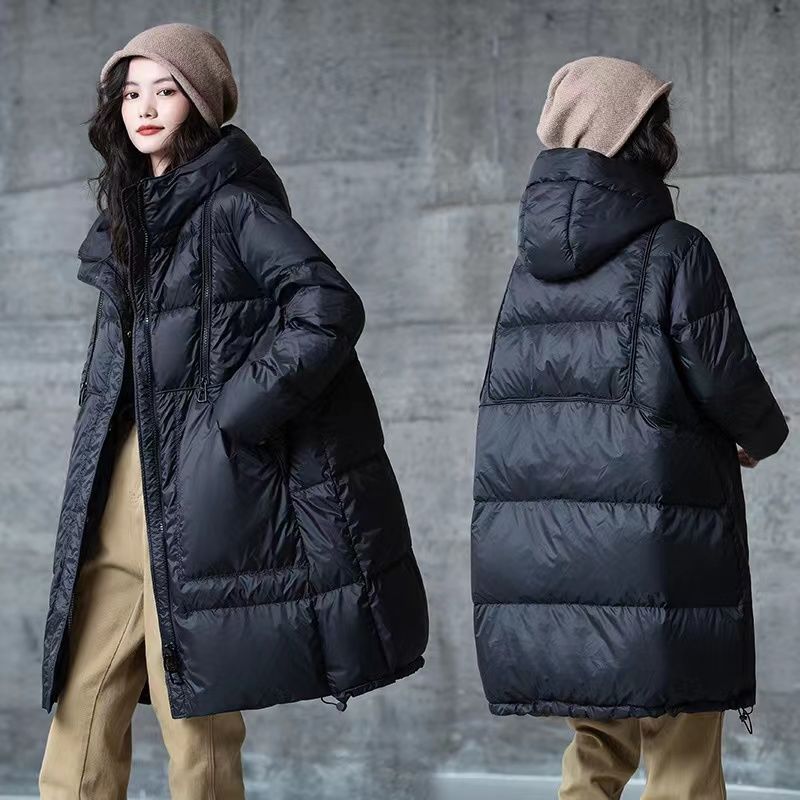 High-End down Jacket for Women 2025 New Winter Big-Name Fashionable Mid-Length Hooded Large Size Fat mm White Duck down