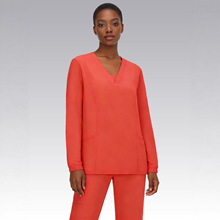 eBay纯色工作服 长袖长裤套装修身医用吸汗排热美容院工作服套装