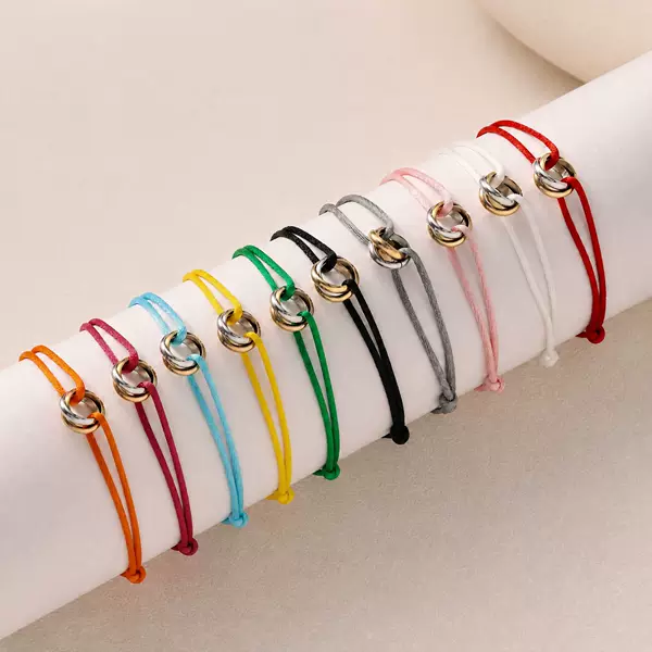 Simple Three-Ring Bracelet Couple Style Ins-Style Adjustable Woven Rope Bracelet High-Quality Version Trendy Jewelry Wholesale