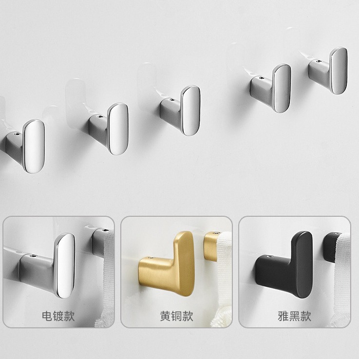 All-Copper Coat Hook Bathroom Black Small Hook Brass Coat Hook Hotel Toilet Towel Hook Square Single Hook