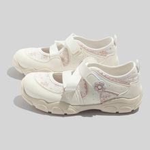 蓓尔高颜值魔术贴设计小白鞋2025夏季镂空浅口透气玛丽珍板鞋2531