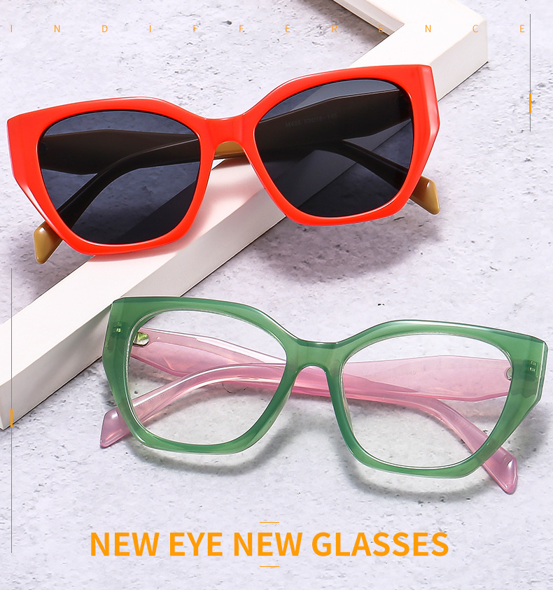 45g Weight Full Frame Glasses Structure Retro Ethnic Style Color Block Solid Color Leopard PC UV400 Protection Cat Eye Full Frame Women's Sunglasses