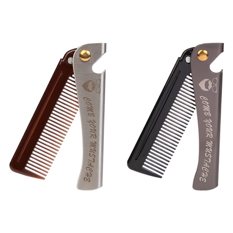 Luotts vintage aceite cabeza modelado peine galvanoplastia Acero inoxidable plegable barba peine portátil peine del pelo con la barba