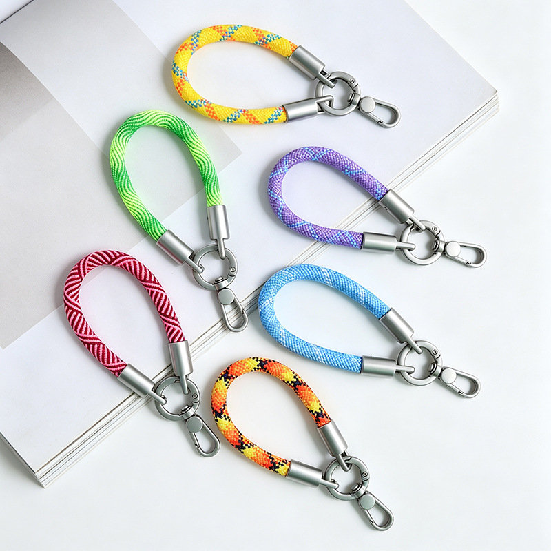 Creative woven nylon phone finger ring strap, short anti-drop strap, fashionable and versatile, suitable for couples, bag hanging, water bottle, and key lanyard