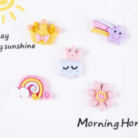 树脂配件卡通可爱云朵彩虹diy奶油滴胶手机壳贴片 儿童发夹材料