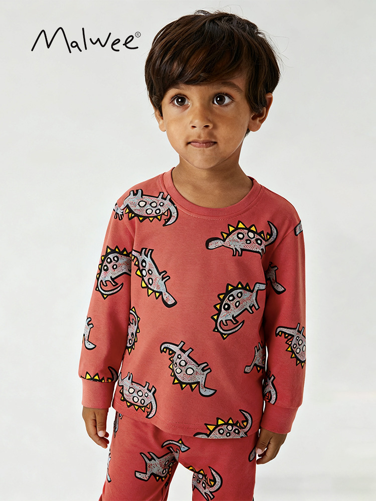 Malwee transfronterizo juego de niños otoño y invierno nuevo estilo europeo y americano para niños de mediana edad cuello redondo mangas largas ropa de niños casuales dos piezas