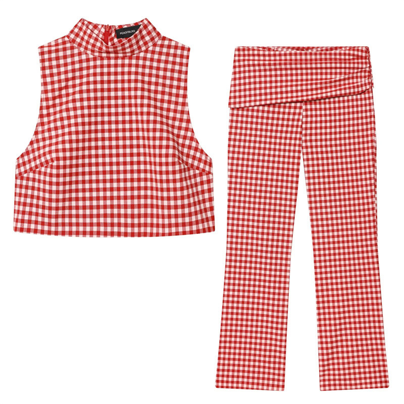 Myst&Za2026 New Summer Women's Clothing Plaid Short Top 2180/039 Capri Pants 4661/418
