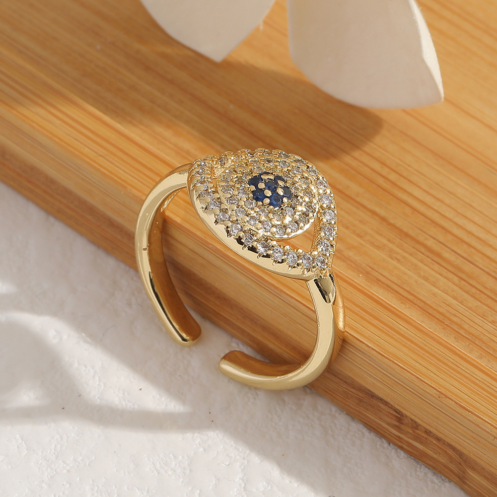 Rings For Women Copper Inlaid Zircon Devil Eye Tail Ring