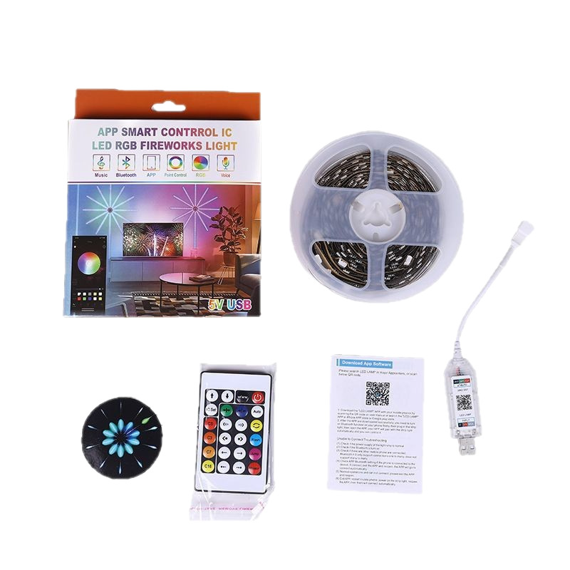 5v fantasía de color fuegos artificiales usb baja tensión led decoración correa de lámparas artificiales bluetooth control de voz atmósfera rgb fuegos artificiales transfronterizos