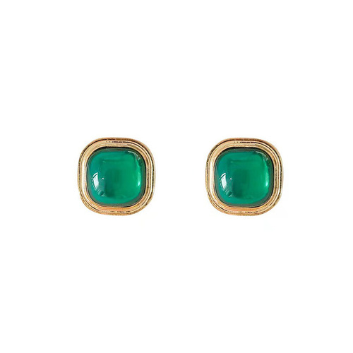 Retro Hong Kong style broken shell earrings for women niche design square oil drop earrings high-end fashionable ear jewelry