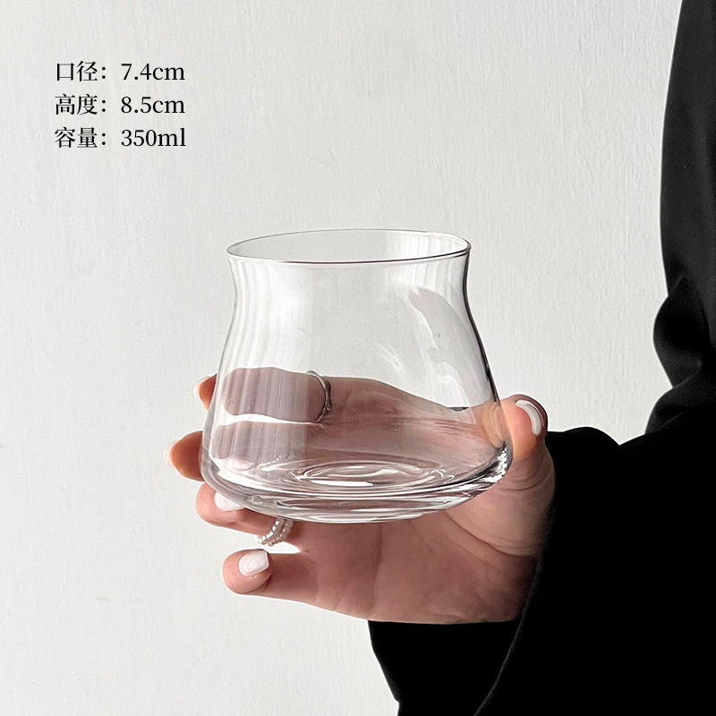 复古咖啡店透明玻璃杯拿铁杯翻口冷萃杯冰美式咖啡杯饮品杯冷饮杯|undefined