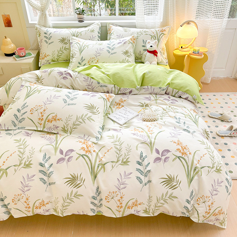 2025 ropa de cama de cuatro piezas de algodón de nuevo estilo ropa de cama de algodón funda de edredón ropa de cama de tres piezas de una sola cama doble