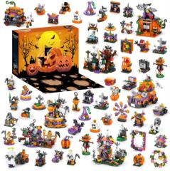 2025 クロスボーダーハロウィン小粒子ビルディングブロック 31 日カウントダウンブラインドボックス 6-in-1 ビルディングブロック組み立てホールおもちゃ