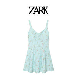 ZARK 欧美新款花朵印花府绸短连衣裙 跨境外贸女装批发 2050307
