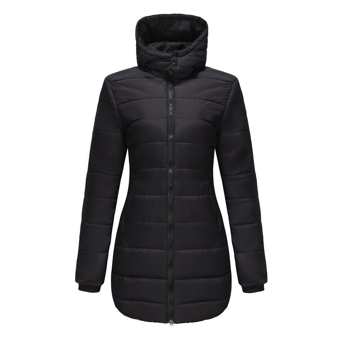 Abrigo de invierno para mujer con capucha extraíble parka impermeable_voghion.com