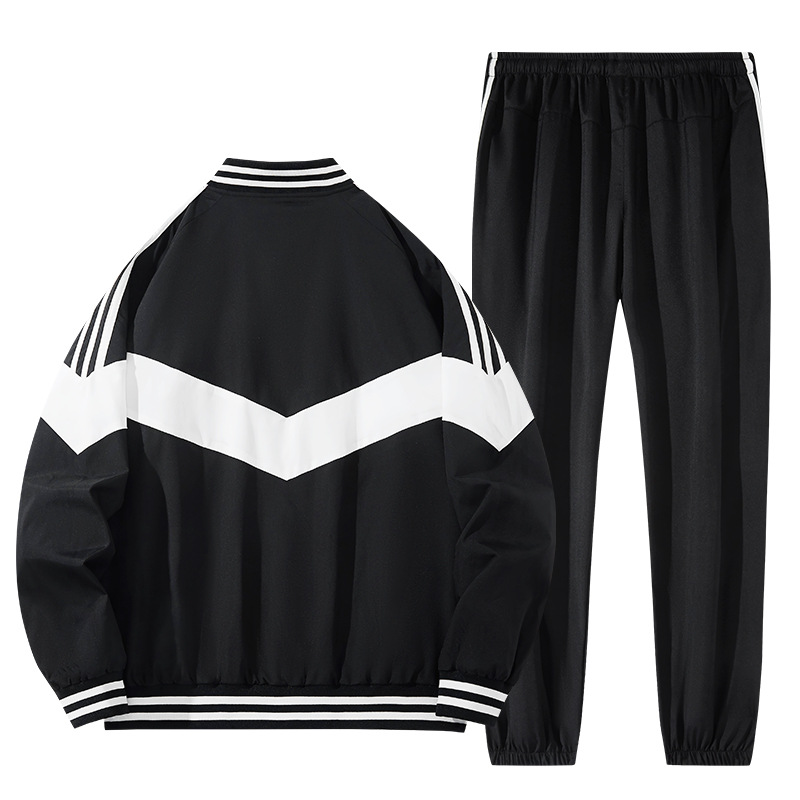 Conjunto deportivo de tres rayas para hombre, estilo coreano, informal, moderno, de dos piezas, con chaqueta y pantalones largos, para primavera y otoño.