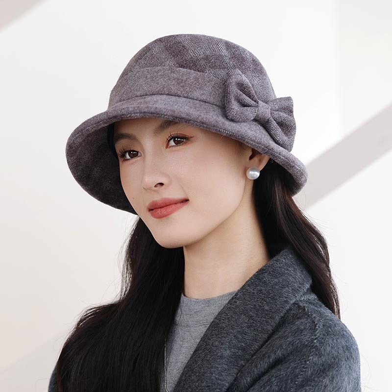 新款老太太加厚帽妈妈格子卷沿盆帽秋冬奶奶保暖盆帽优雅渔夫帽潮|undefined