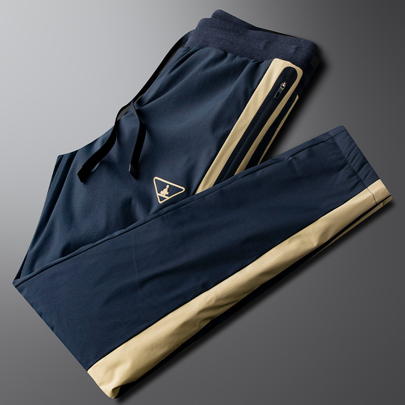 Stylish color-blocked patchwork webbing thickened white duck down outerwear men's down pants, warm, comfortable, waterproof casual trousers