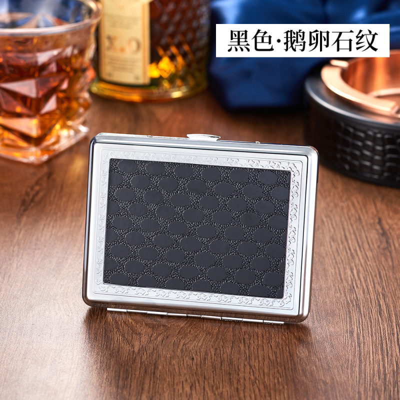 新しいタバコ箱空箱厚い中型 20 個男性ポータブルハイエンド金属革タバコホルダーレトロタバコ箱卸売|undefined