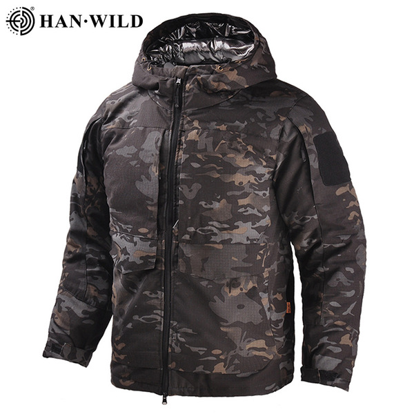 Men's camouflage tactics travel keep warm down jacket for camping