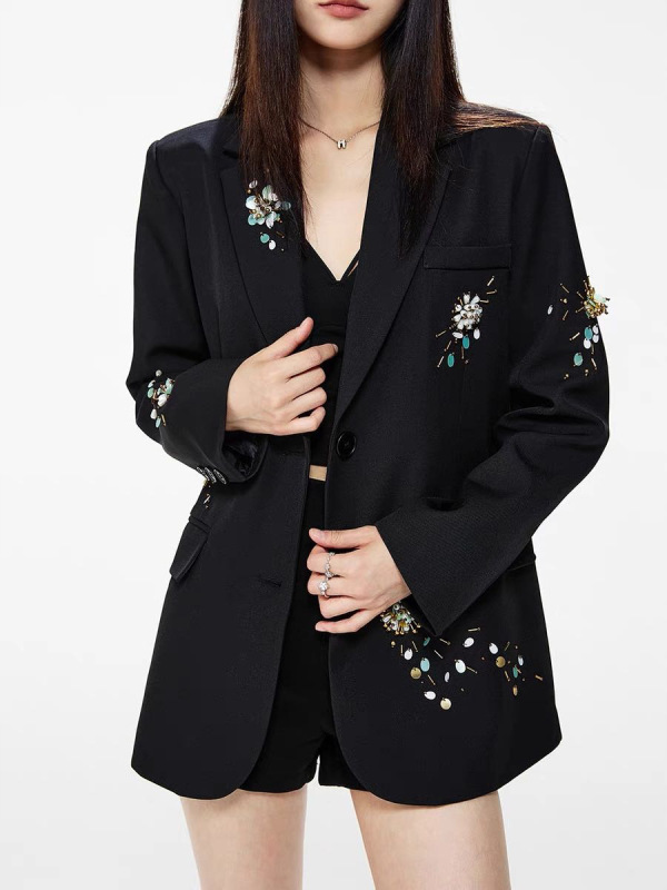 【源头工厂】西装外套女重工立体花朵手工钉珠高级感西服女|undefined