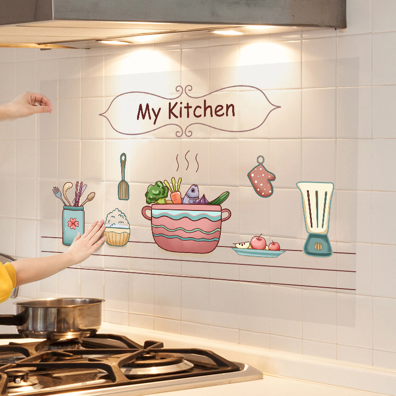 Thickened kitchen oil-proof sticker stove self-adhesive waterproof moisture-proof fireproof high temperature range hood wall decoration film Thickened kitchen oil-proof sticker stove self-adhesive waterproof moisture-proof fireproof high temperature range hood wall decoration film