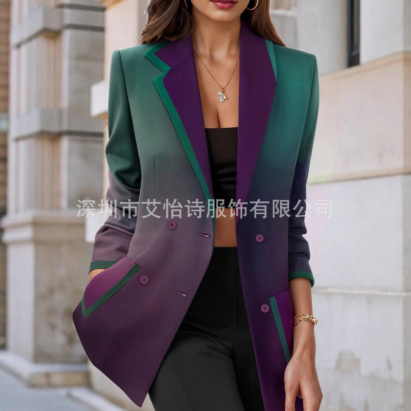 High-End Women's Blazer for Autumn 2025, New Fashion Style, Elegant Commuter Look, Goddess-Style Professional Color-Blocking Suit High-End Women's Blazer for Autumn 2025, New Fashion Style, Elegant Commuter Look, Goddess-Style Professional Color-Blocking Suit
