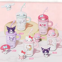 艾可思三丽鸥凯蒂猫保温水杯女生杯子高颜值吸管杯小巧便携迷你款