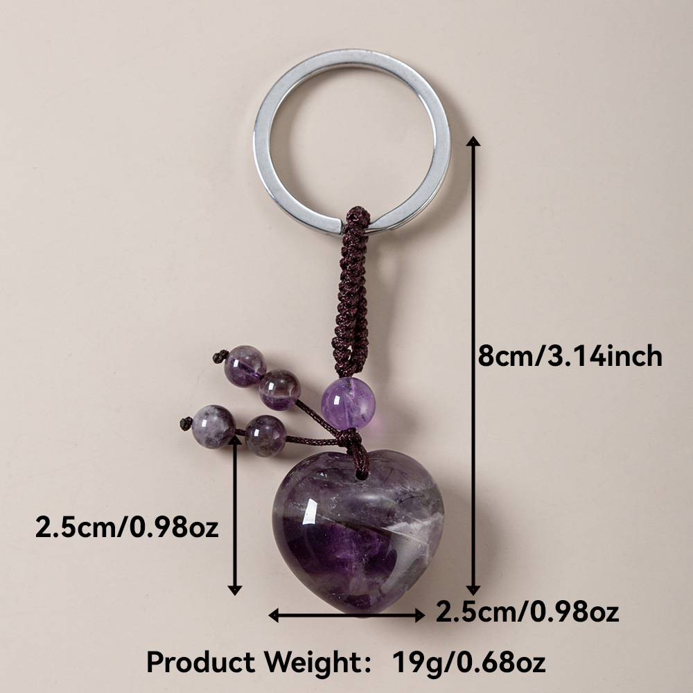 21g Weight Keychain Classification 1 Piece Quantity Holiday, Daily Occasion Crystal, Agate Material Heart Shape Pattern Unisex Gender Simple Style Style Simple Style Heart Shape Crystal Agate Unisex Keychain 9