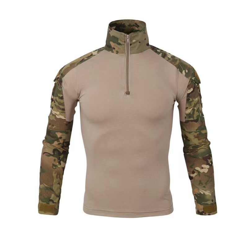 Cross-border Frog Clothing Camouflage Summer Long-sleeved T-shirt with stand collar Sportswear Outdoor Leisure Sports Tactical Shirt