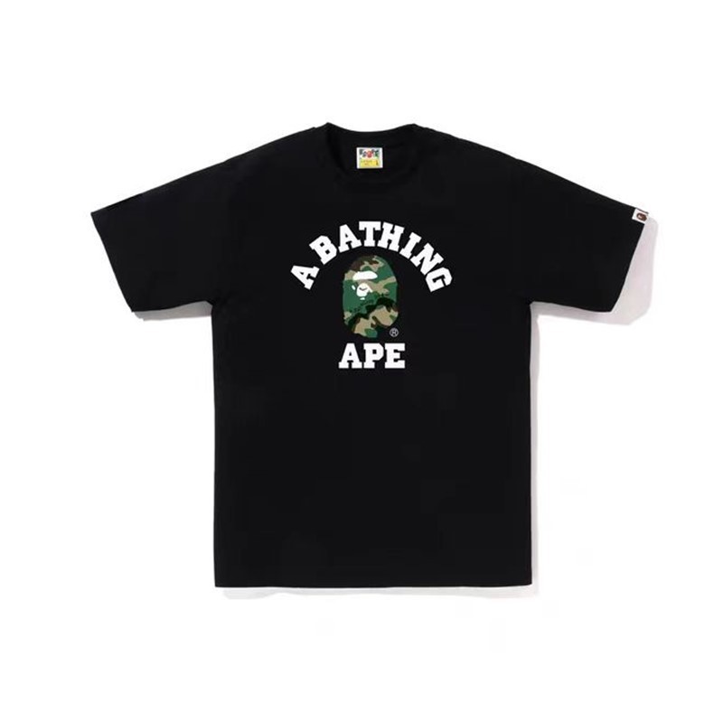 日系潮牌bape半袖寝猿迷彩猿人頭プリント夏tシャツカップルカジュアルスポーツ半袖ショートT|undefined