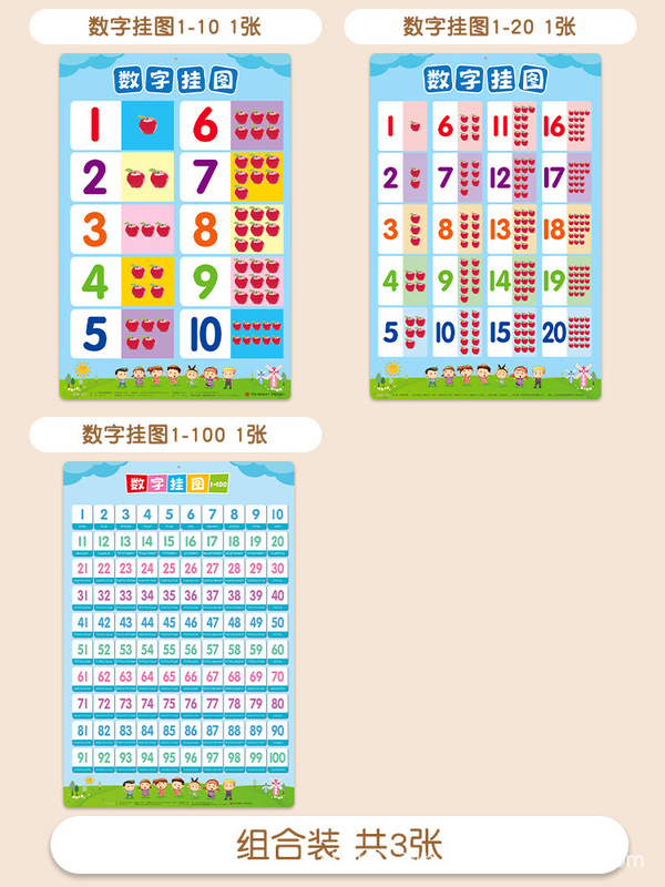 数字挂图1到100百数表板幼儿园一早教儿童识字启蒙认知数学画墙贴|undefined