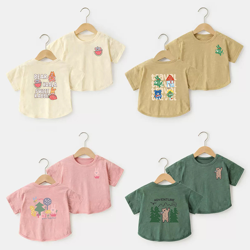 Baby's Pure Cotton Half-Sleeve Top Baby's Summer Short-Sleeved T-Shirt Men's Summer Newborn Summer Thin Outer-Wearing Clothes for Women