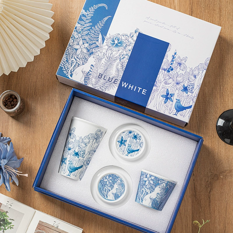 ZPK "Небесно-голубая" керамическая кофейная чашка в подарочной упаковке, высококачественная изысканная чашка для подарка на новоселье, кружка с крышкой