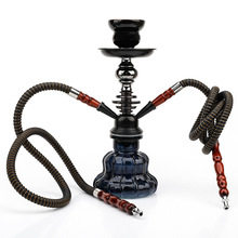 工厂直销跨境现货单双管小号扁珠水烟壶玻璃配件阿拉伯水烟壶烟枪