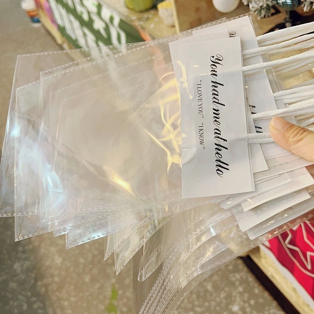 红饰品袋专用网ins硬摆摊字体diungzhi材质伴手礼挂袋diy透明石膏