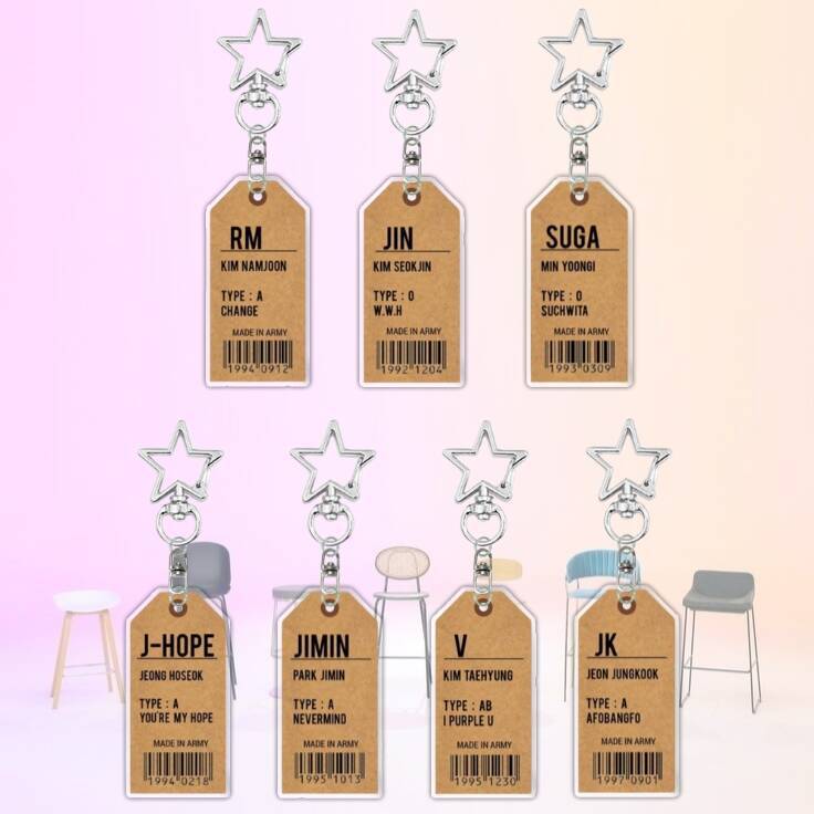 Bts Jungkook V Jimin Jin Suga Rm Jhope Acrylic Keychain Pendant