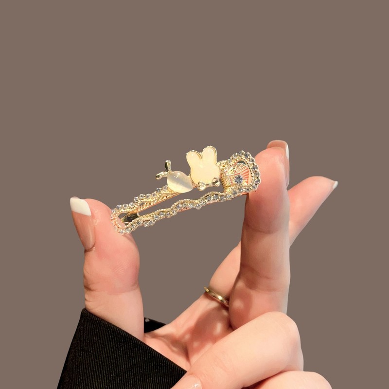 玉兔边夹迷你可爱珍珠发卡夹子鸭嘴夹侧边头发夹网红饰品2025新款|undefined