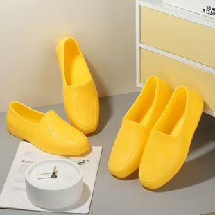 Men's Rubber Shoes, Rain Boots, Waterproof Men's Shoes, Yellow Rubber Shoes, Work Kitchen Shoes, Construction Site Shoes, Construction Non-Slip Flat Shoes