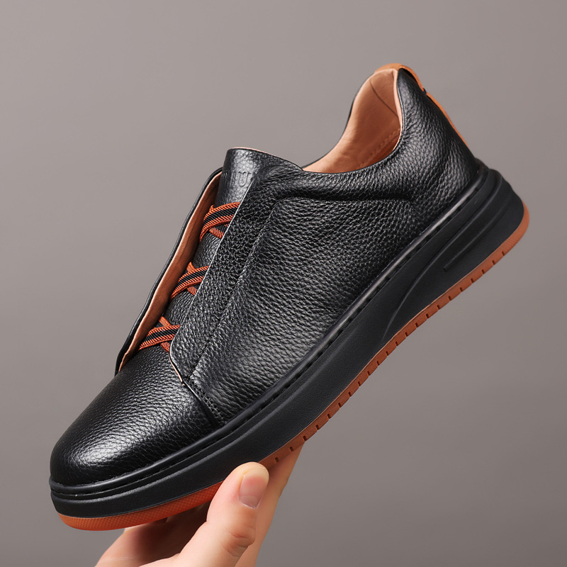 Piel de vaca de primera capa nuevos zapatos casuales para hombres zapatos de cuero para hombres zapatos blancos pequeños zapatos para hombres de todo fósforo zapatos transpirables