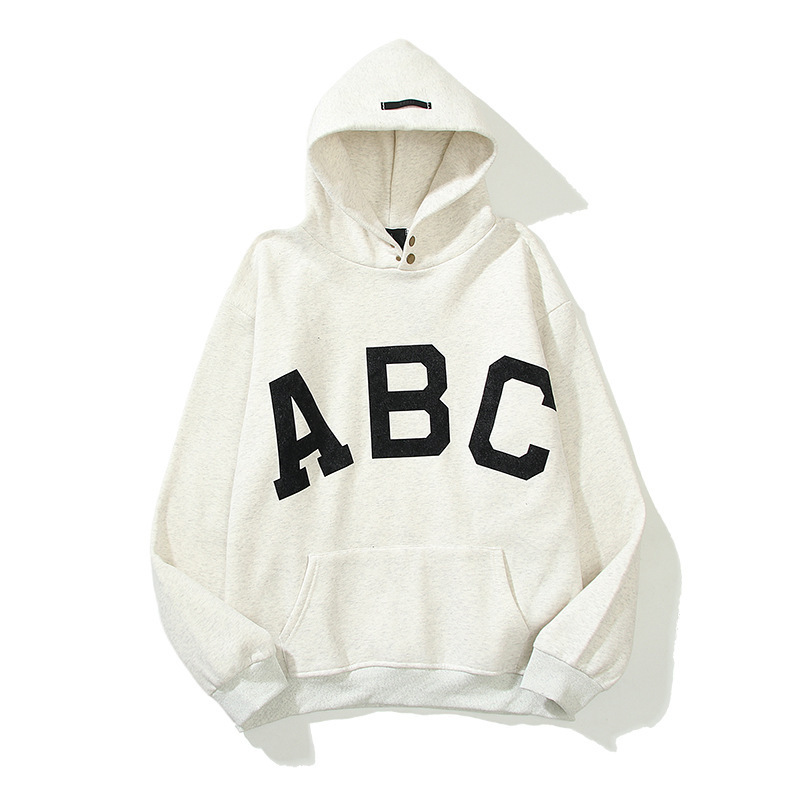 Sudadera con Capucha para Hombre ABC de Algodón Engrosado Corte Holgado image 5