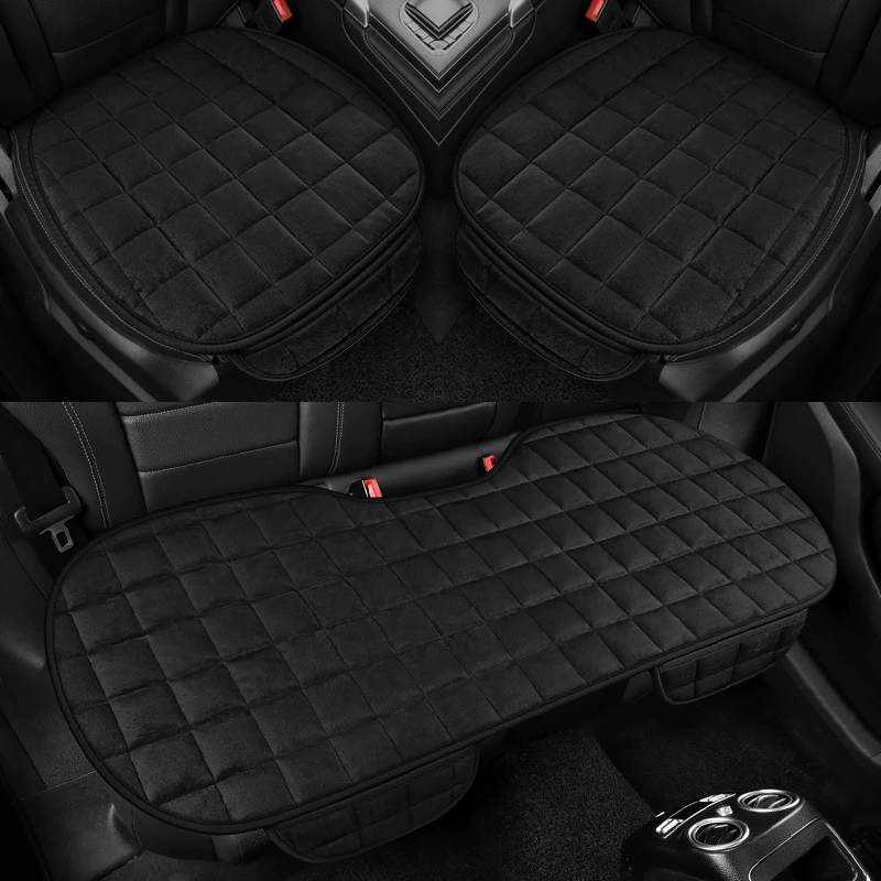 Автомобильные подушки зимние плюшевые противоскользящие три комплекта два задних сиденья без спинки маленькие три клетчатые флановые подушки сиденья