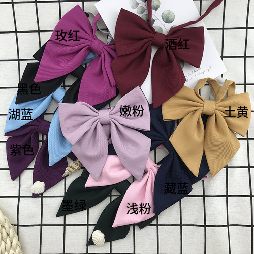 Ammonia cotton breathable JK solid color bow tie shirt women's uniform bow decoration candy color feathers college style black plaid jk