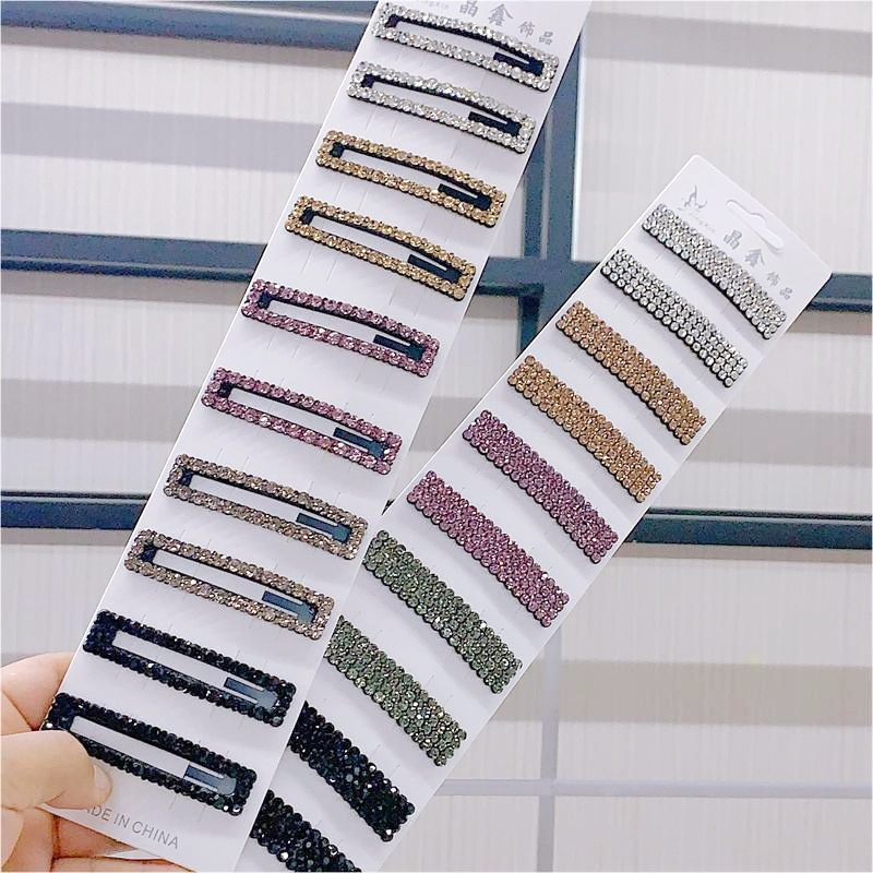 新款发饰批发时尚女简约窄款大颗水钻发夹BB夹刘海碎发边夹刘海夹