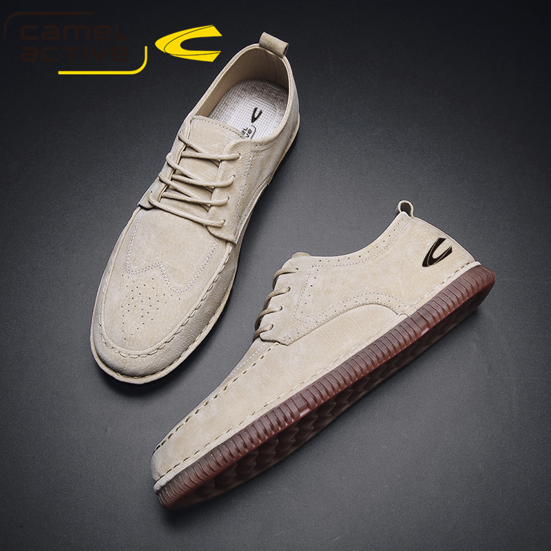 German Camel Dynamic Men's Shoes Summer Casual Leather Shoes All-match British Style Soft Sole Shoes Wear-resistant Breathable Fashionable Shoes